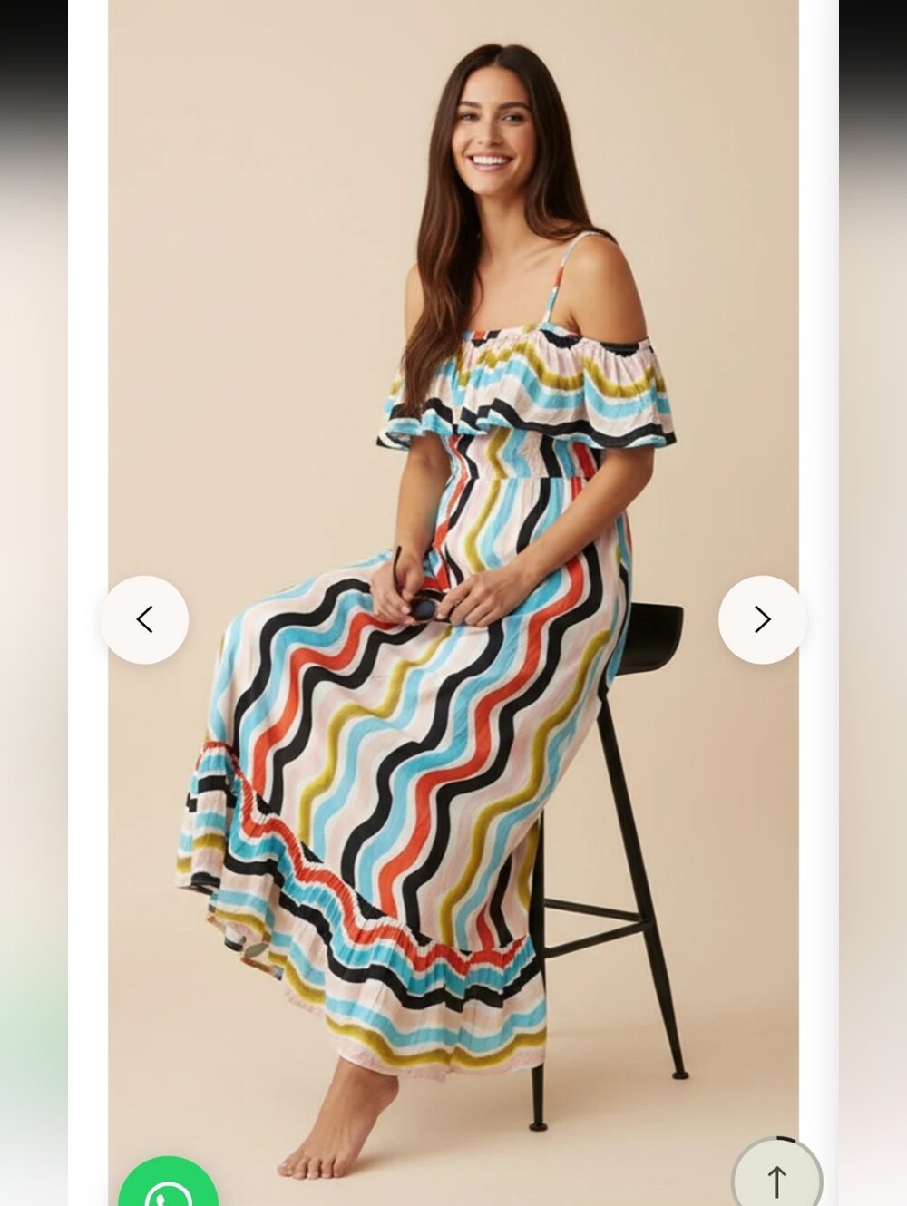 Striped Multicolor Ruffle Maxi Dress - Women - Picture 4 of 9